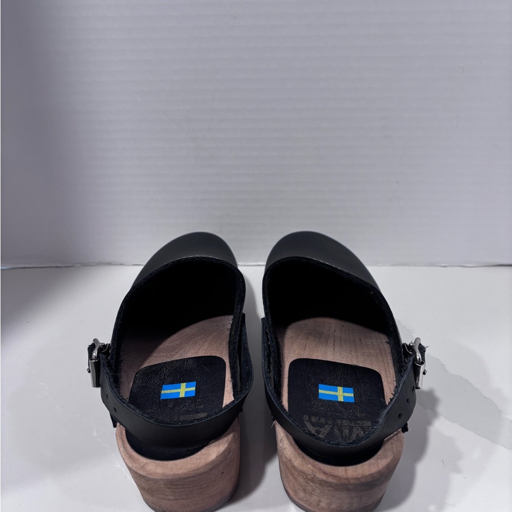 MIA Alma Lug Leather Swedish Anatomisk Clogs Shoes Black Size 40 - Picture 2 of 8